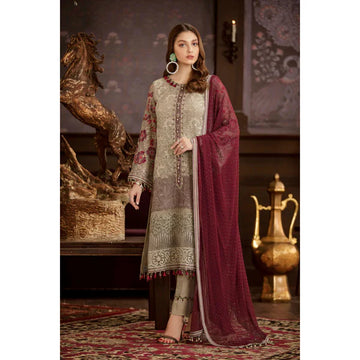 3 Piece – Unstitched Embroidered Chiffon Suit – AHXANF103